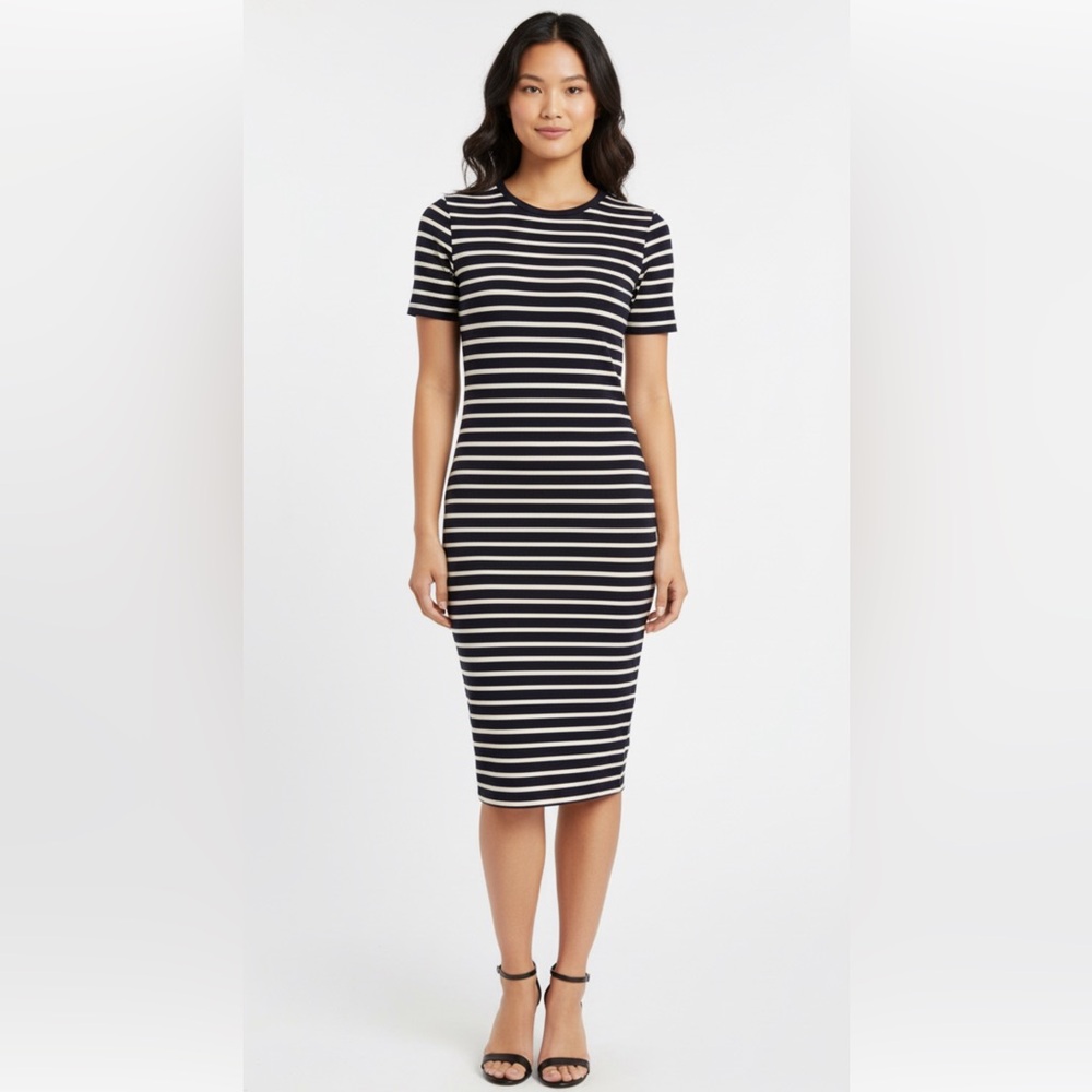 BCBG MaxAzria striped black & white ribbed knit dress - Size Small